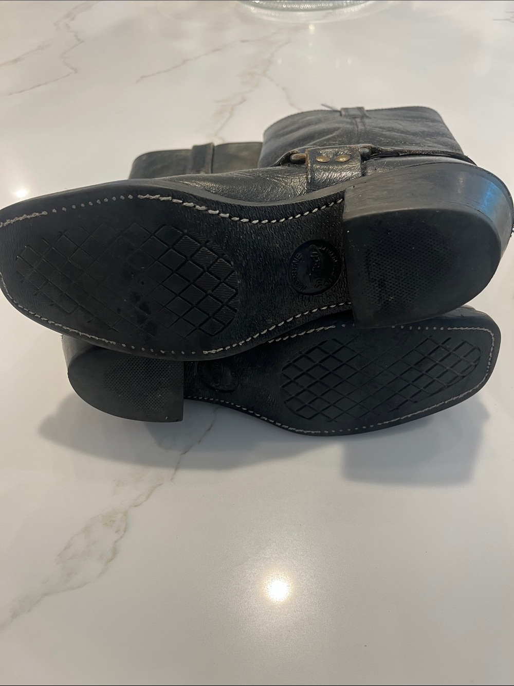 Frye Women’s 12R Black Distressed Vintage Leather Harness Boots Size US 8.5 - Picture 12 of 16